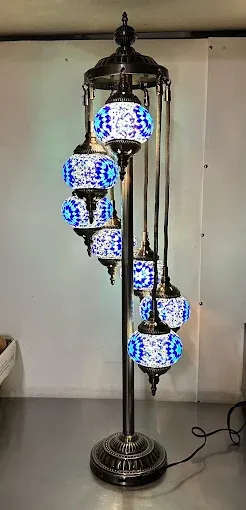 A Turkish mosaic-glass floor lamp for sale in the shop